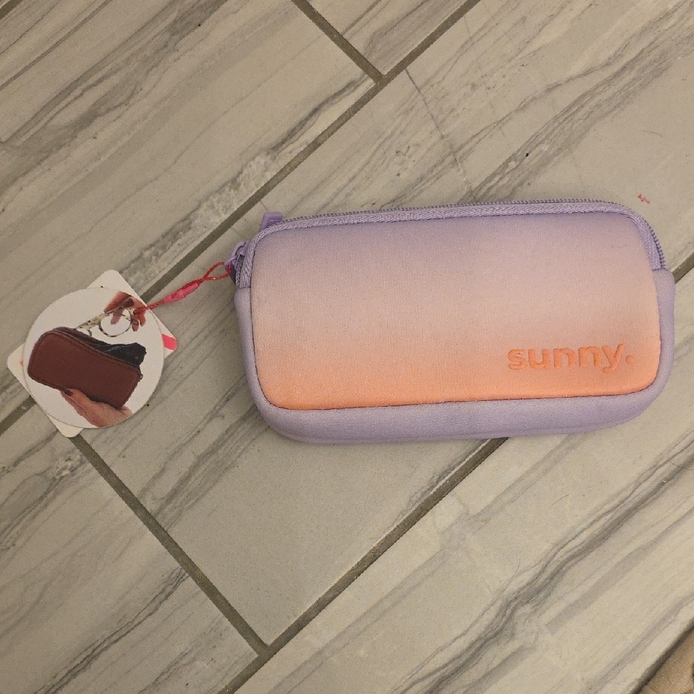 Purple and Orange Gradient Sunglasses Case with Heart Charm